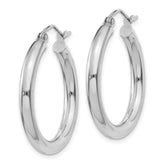 14K White Gold 3x25mm Polished Lightweight Tube Hoop Earrings